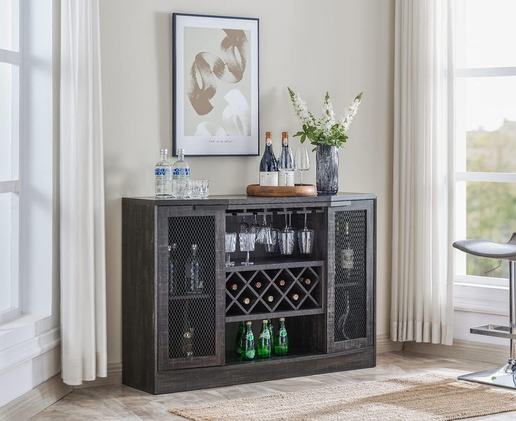 Mahogany Bar Cabinet with Two Wire Mesh Doors K84927
