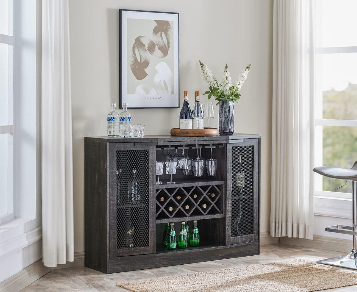 Mahogany Bar Cabinet with Two Wire Mesh Doors K84927
