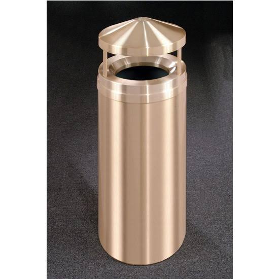 Satin Brass Waste Receptacle, 16 gal, 15inch Dia x 39inch H N1576