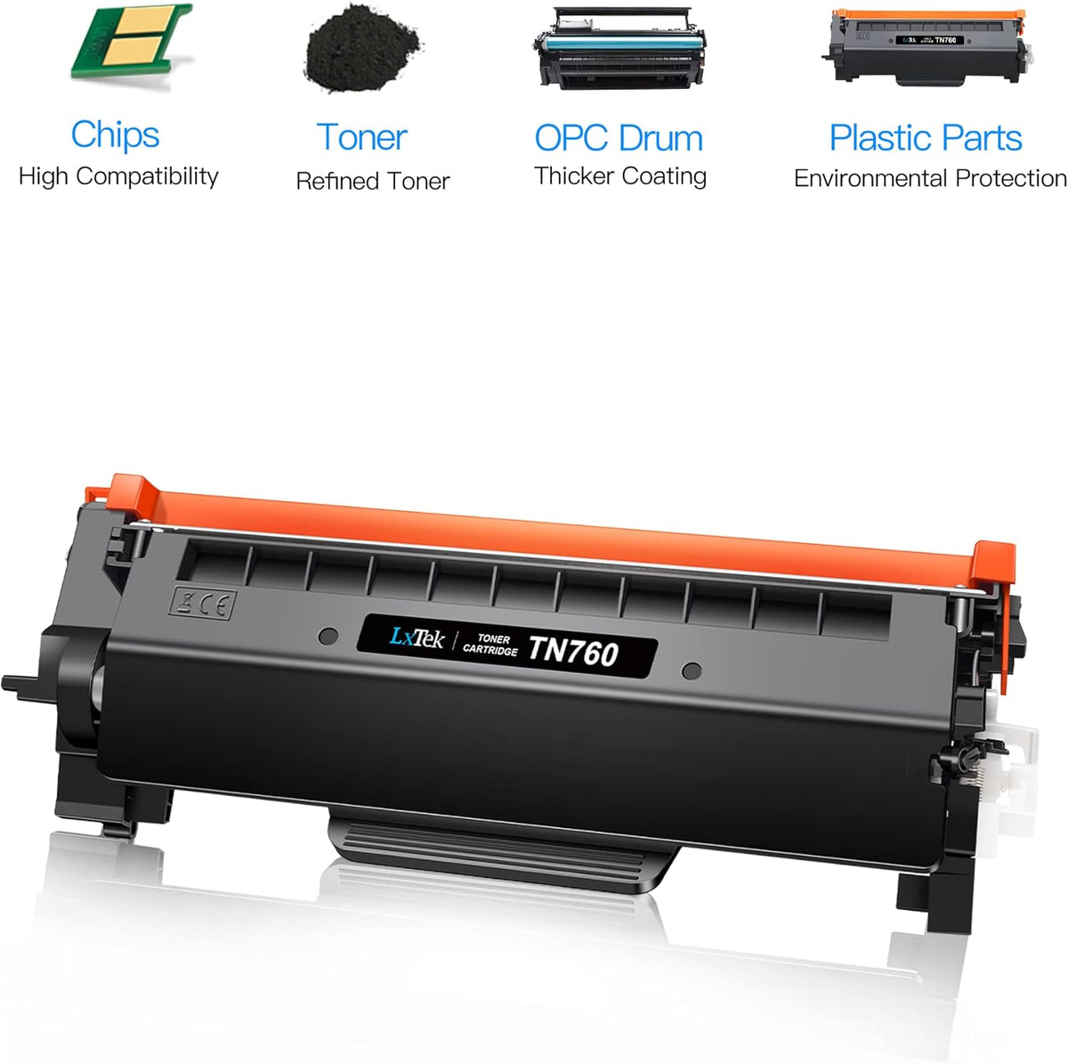 Compatible Toner Cartridge Replacement for Brother TN760 TN730, Black, 4 Pack O138711
