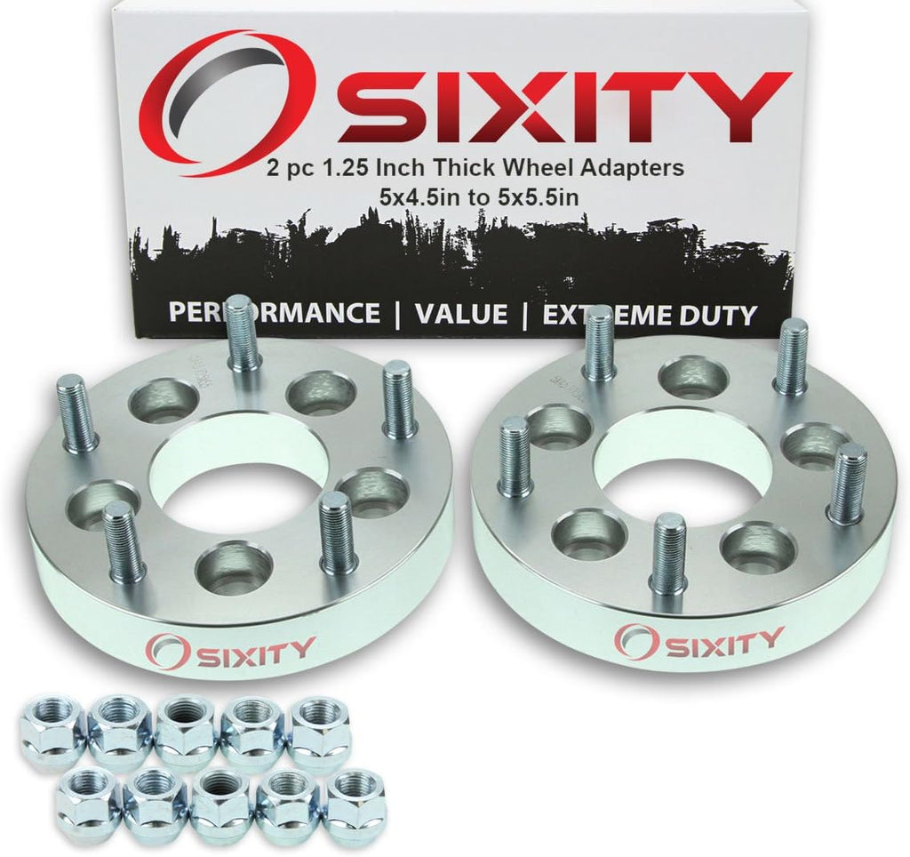2pc 1.25" Thick 5x4.5" to 5x5.5" Wheel Adapters P654