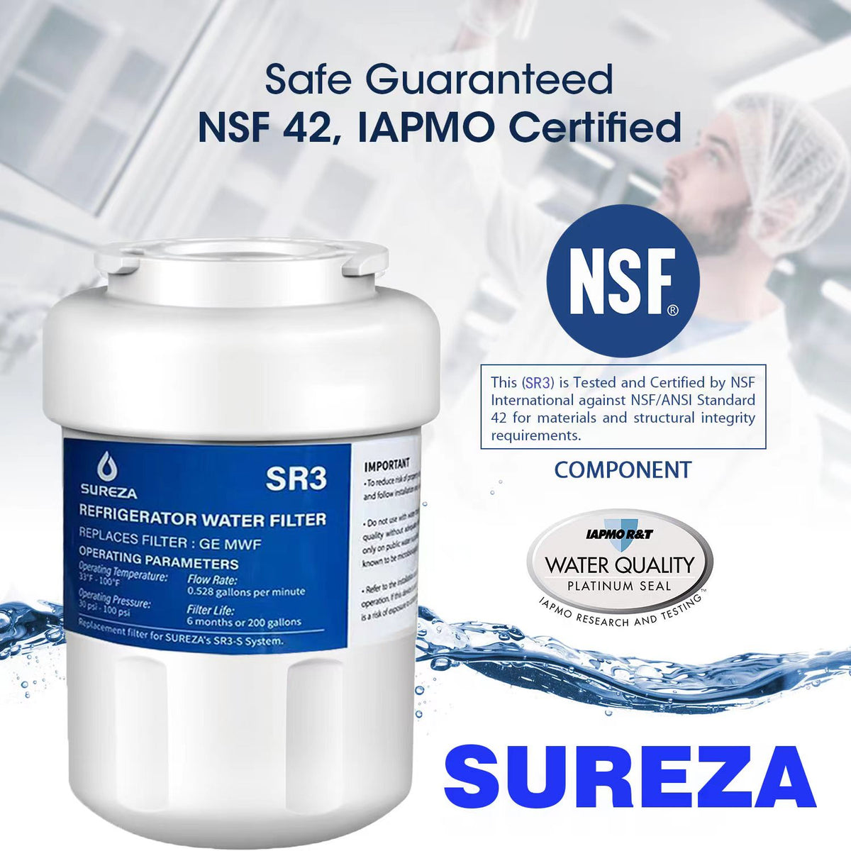 2 Pack MWF Water Filters for GE Refrigerators V738452