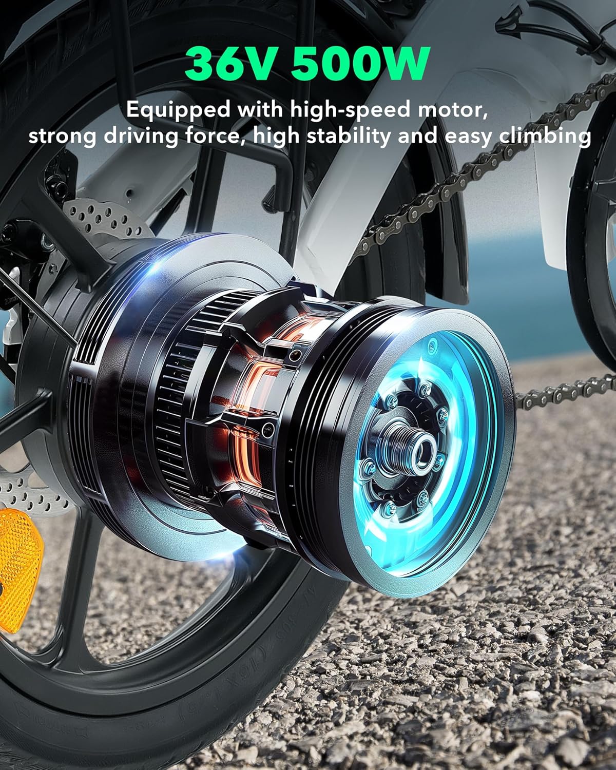 16" Foldable Electric Bike, 500W, 19 MPH, 45 Miles D284498