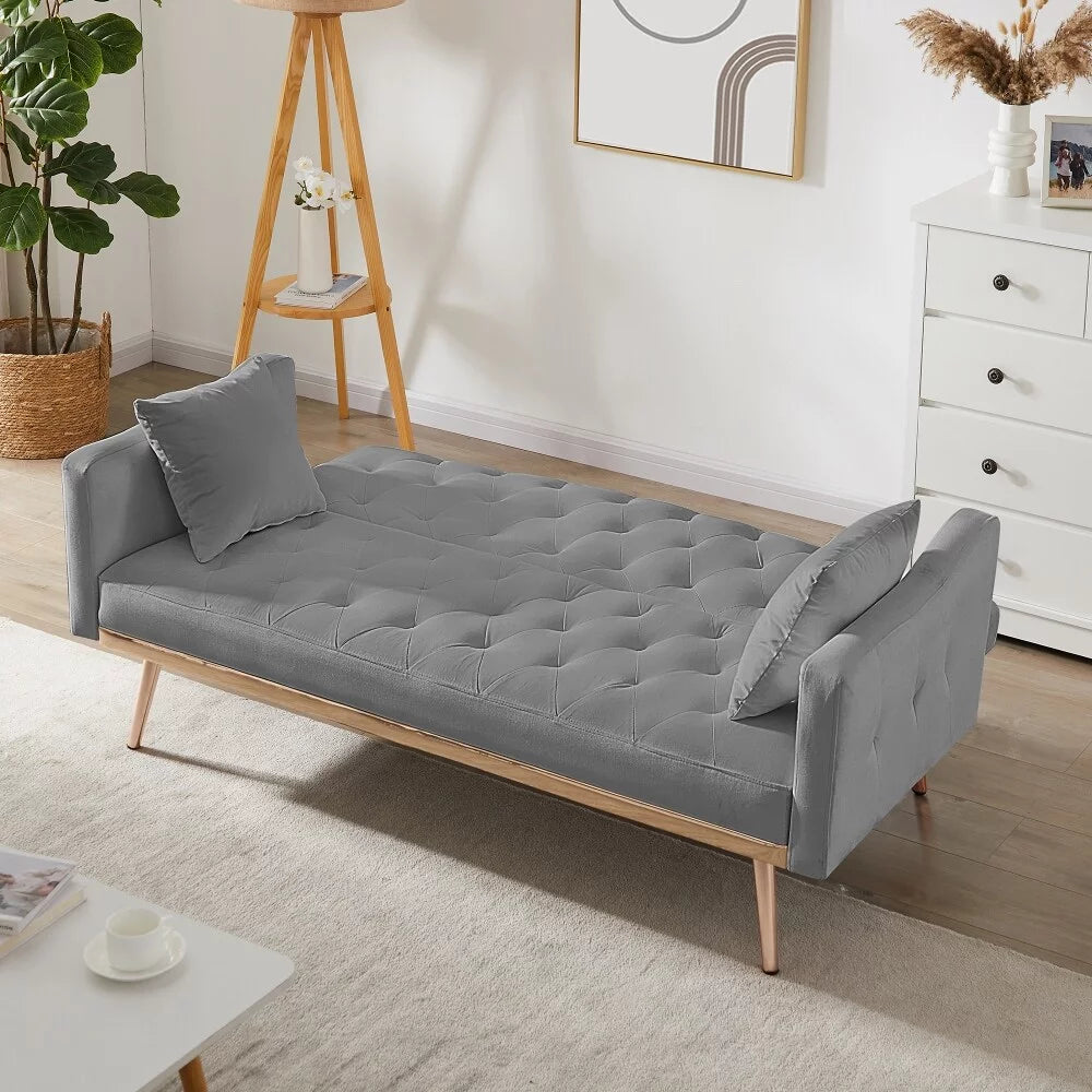 White Velvet Convertible Sofa Bed M22075