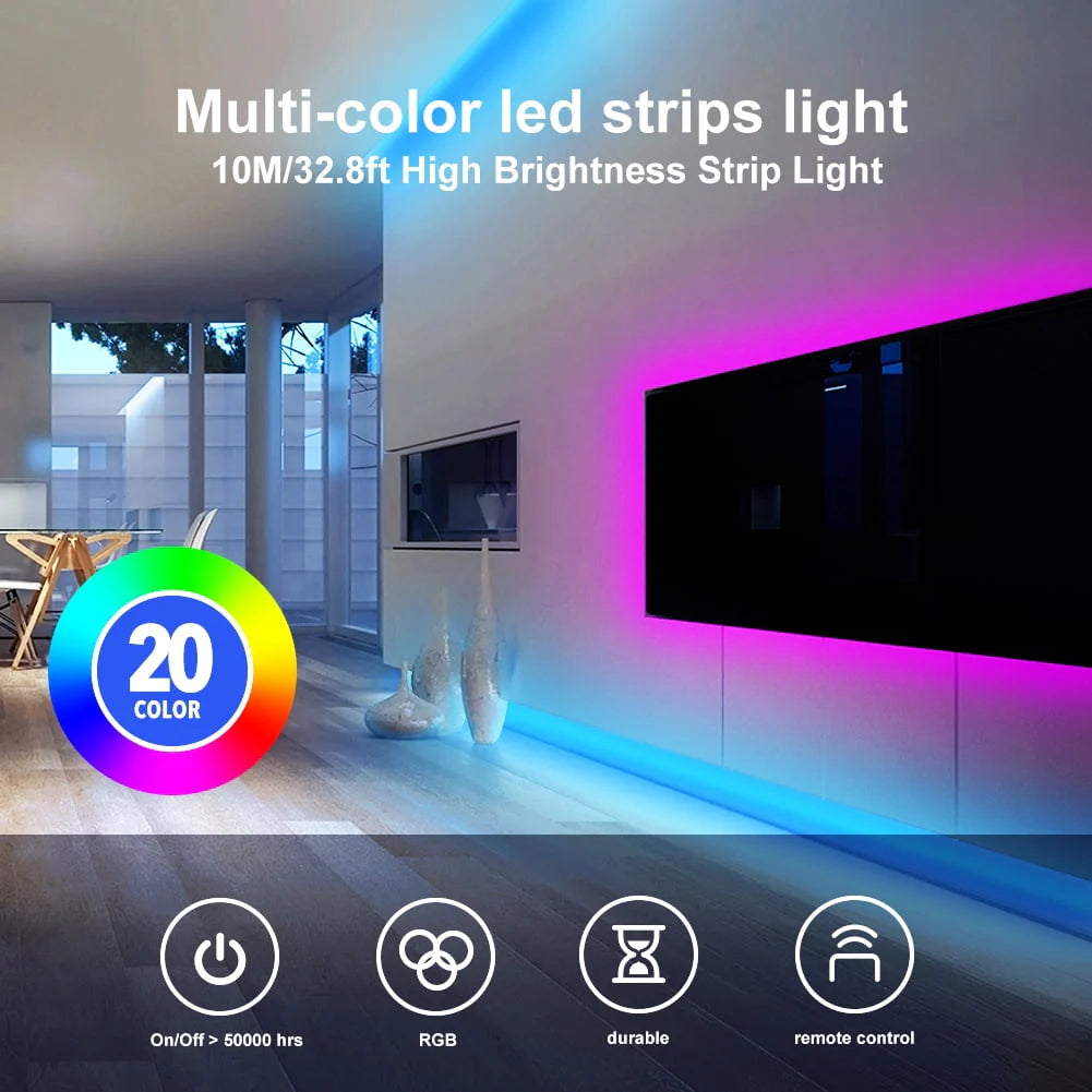LED Strip Light 32.8ft with Remote and Power Supply X151047