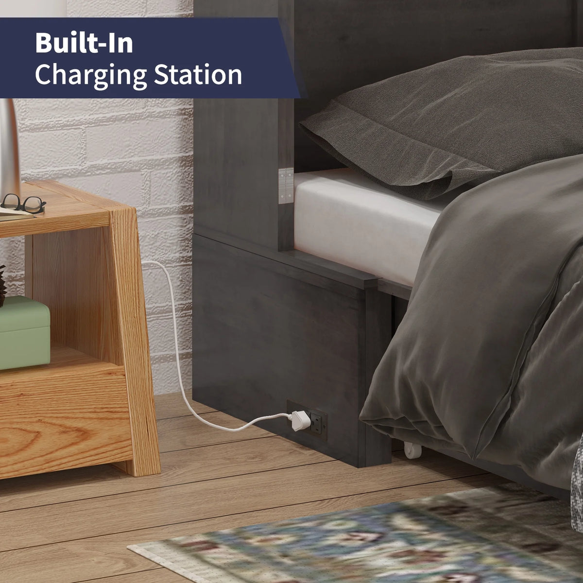 Queen Size Murphy Bed Cabinet with Storage Drawer D590204