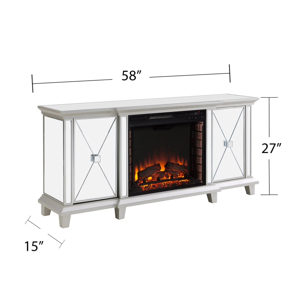 Mirrored Electric Fireplace Media Console L743927
