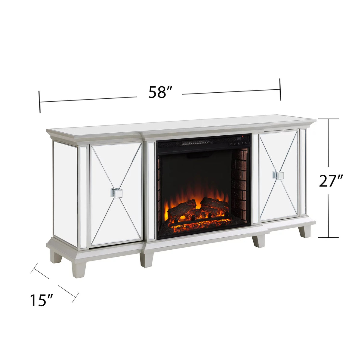 Mirrored Electric Fireplace Media Console L743927