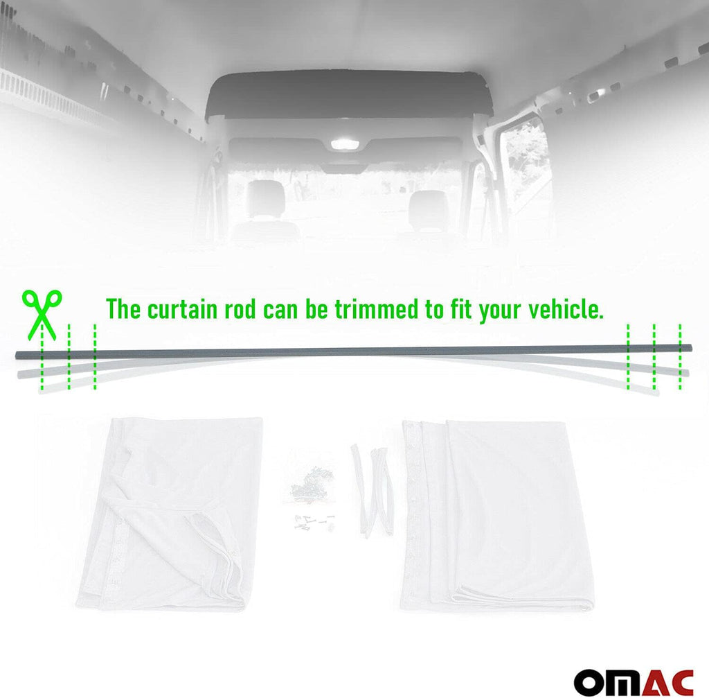 Grey Van Divider Curtains Sunshade Blinds Kit 2 pcs. Curtains 1pcs. Profiles Screws R7261