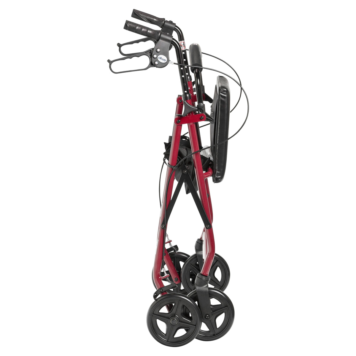 Red Aluminum Rollator with Padded Seat F153