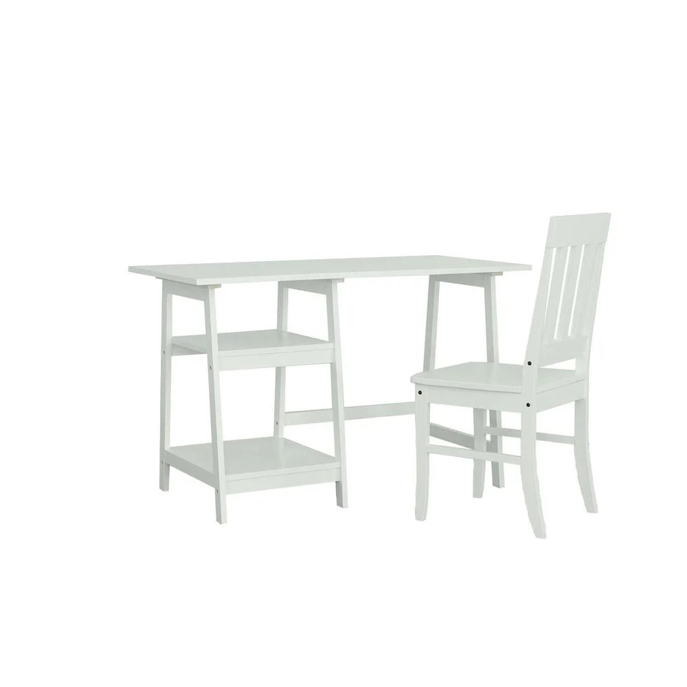 White Wood Study Desk With Chair Z3357