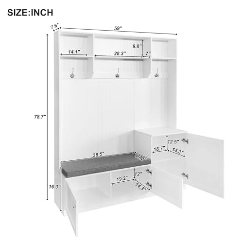 Black Hall Tree with Shoe Cabinet and Hanging Hooks A70673