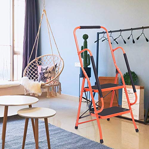 Black 2 Step Folding Ladder with Handrails W639721