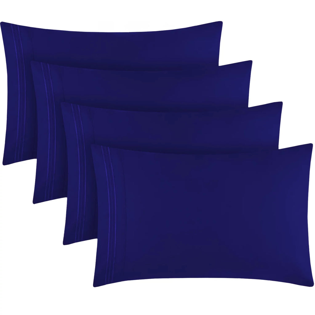 Standard Size Set of 4 Pillow Cases, Royal Blue I785129