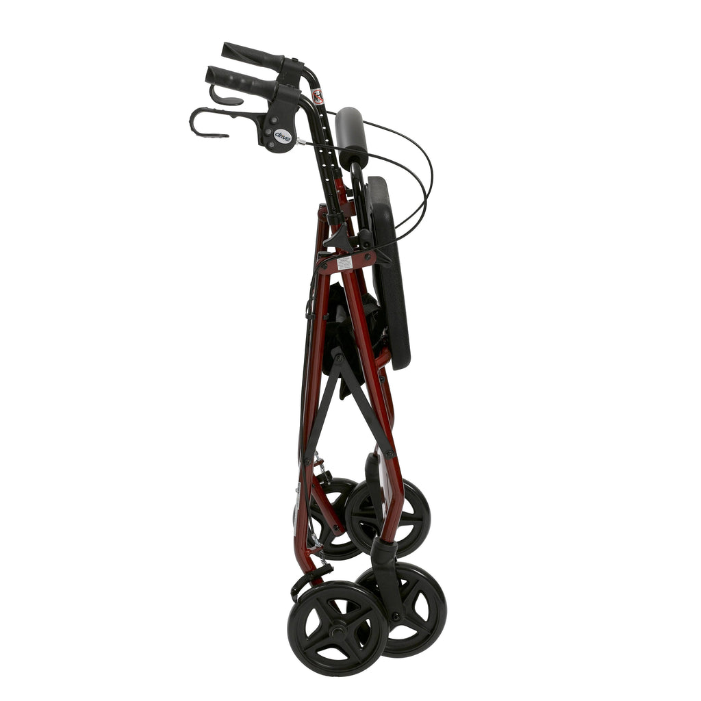 Red Aluminum Rollator with Padded Seat F153
