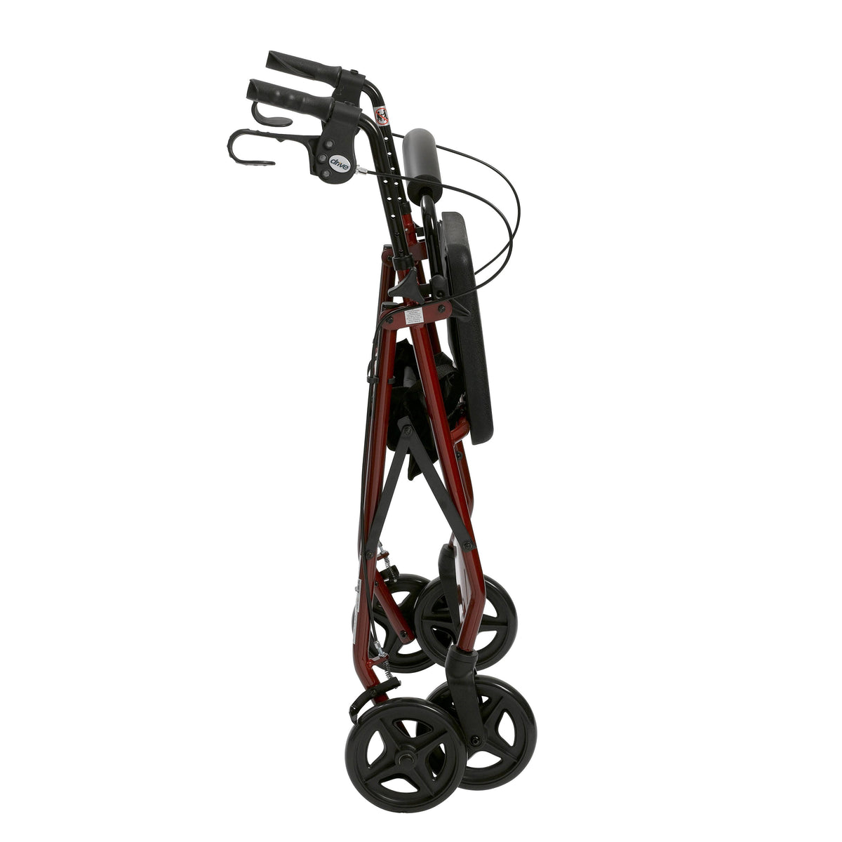 Red Aluminum Rollator with Padded Seat F153