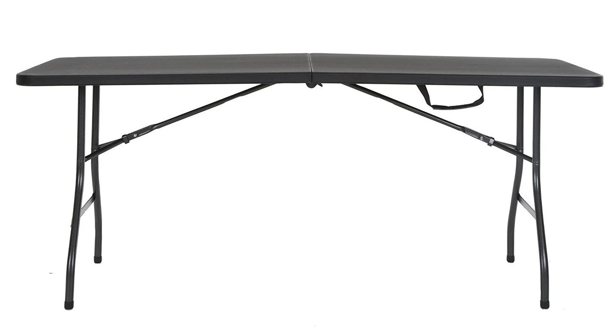 Black 6 Foot x 30 Inch Fold-in-Half Folding Table Q664798