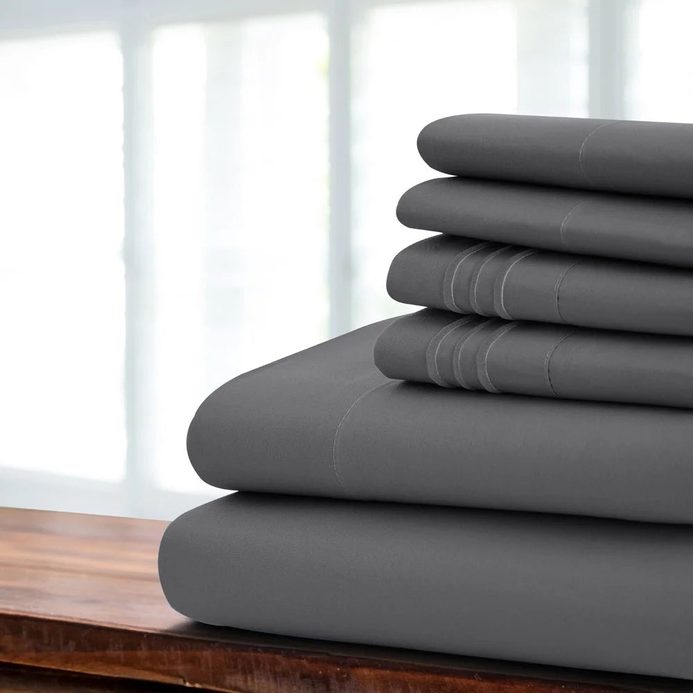 6 Pcs Deep Pocket Microfiber Bed Sheet Set A1148