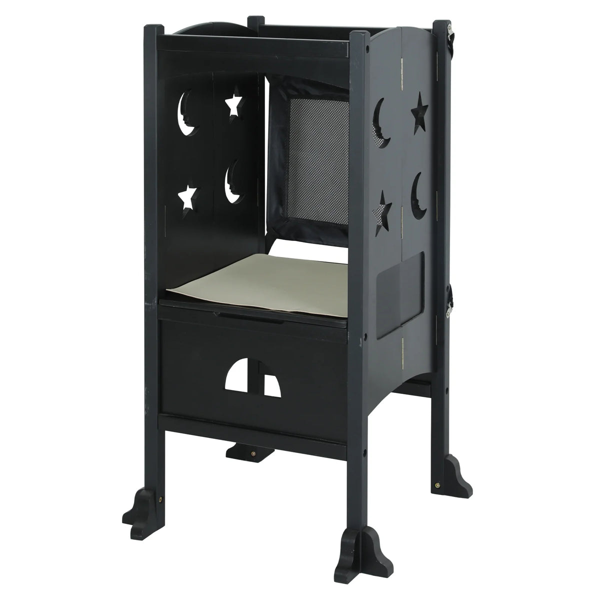 Wooden Folding Toddler Kitchen Step Stool, Black P8614