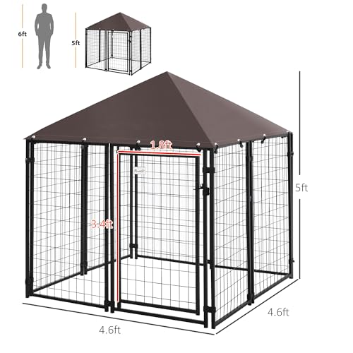 4.6' x 4.6' x 5' Black Welded Wire Outdoor Dog Kennel F1723