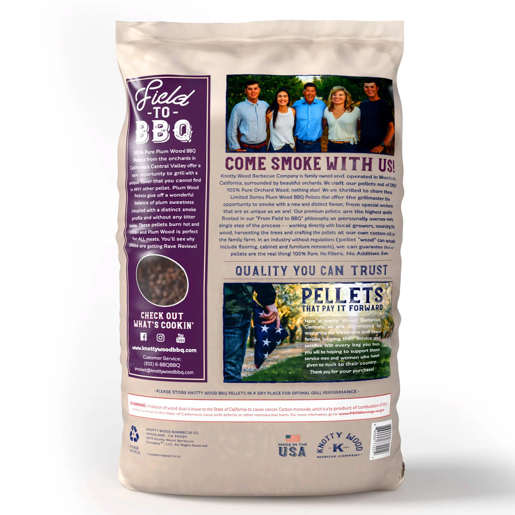Plum Wood BBQ Cooking Pellets 20 lb Bag A572
