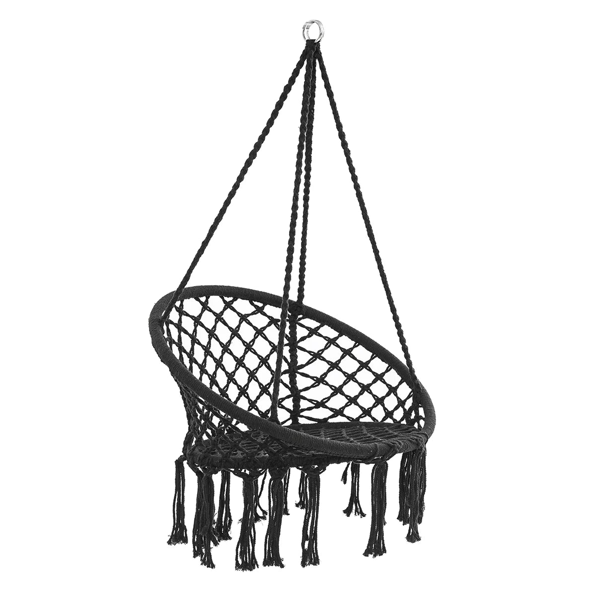 Hammock Chair Macrame Swing Chair Handmade Knitted Cotton Rope White A94322