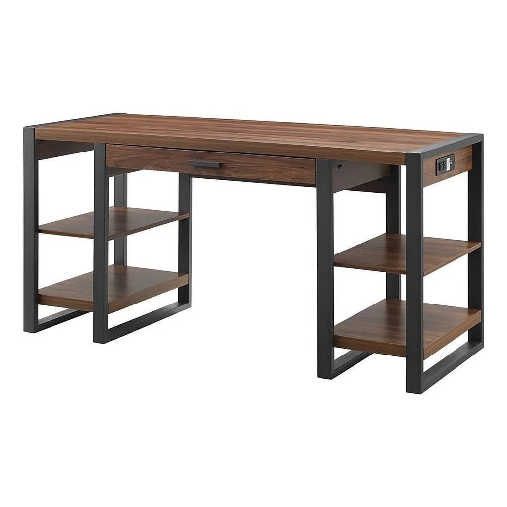 60" Industrial Wood Computer Desk in Dark Walnut Z653