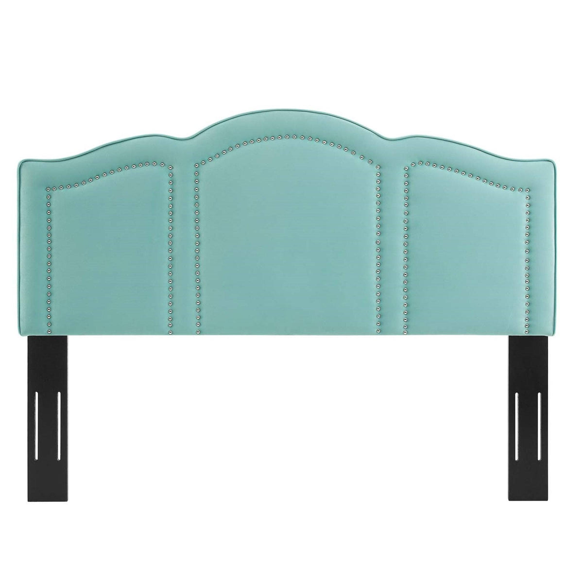 Light Green Velvet King Size Headboard with Nailhead Trim Y915