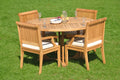 5 Pc Teak Dining Set with Round Table and 4 Arm Chairs C77021