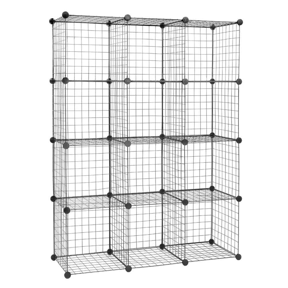12-Cube Metal Wire Cube Storage Shelves W7504