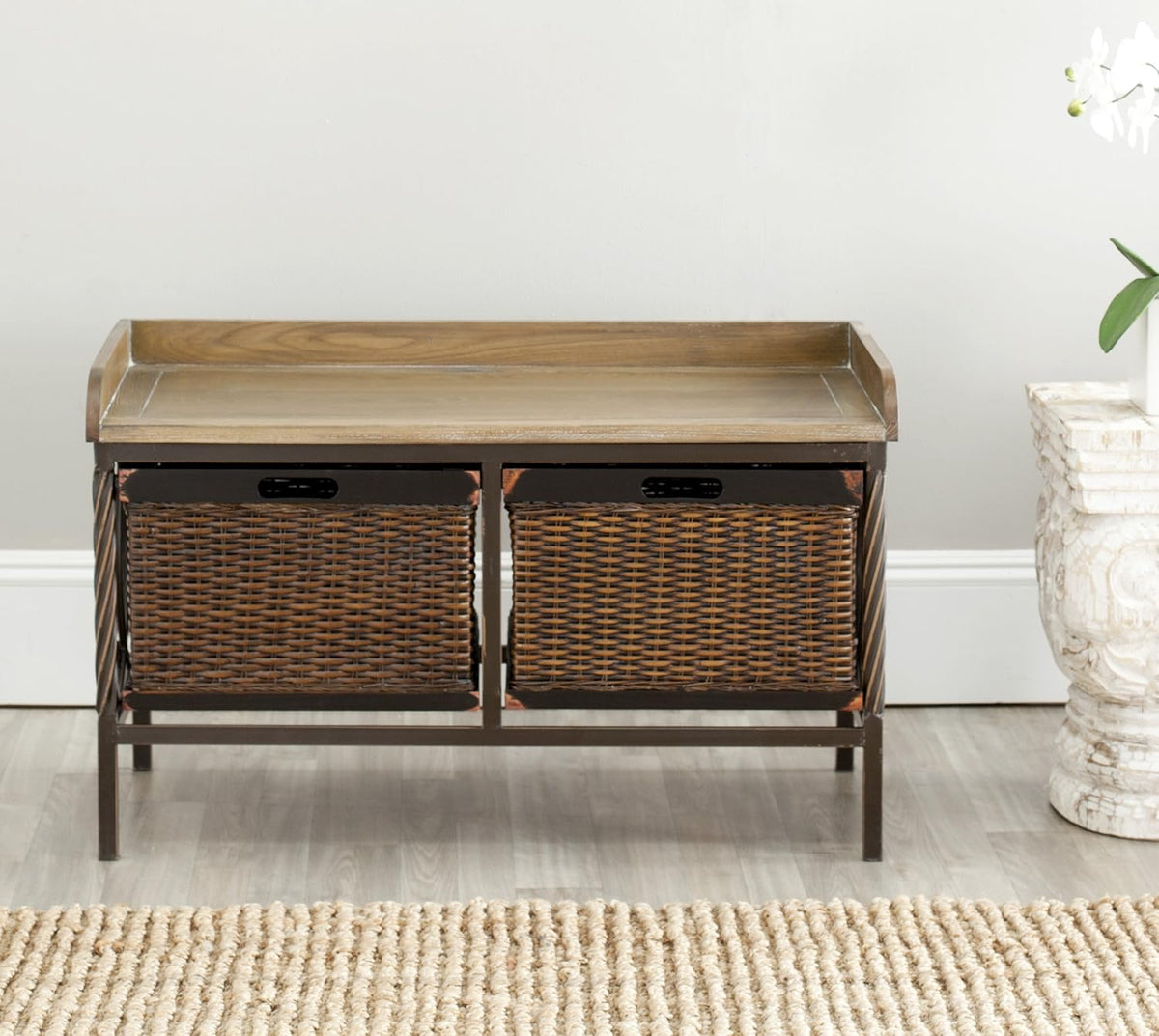 Antique Pewter French Grey Storage Bench B89551