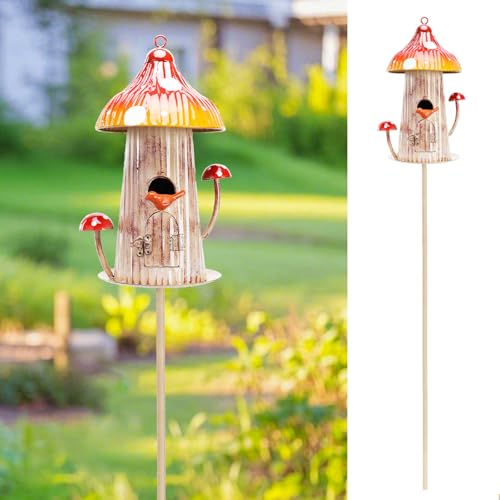 Metal Mushroom Birdhouse Stake T6333