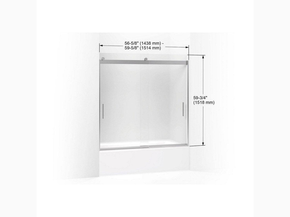 Frameless Sliding Bath Door with Frosted Glass, Matte Nickel A3140