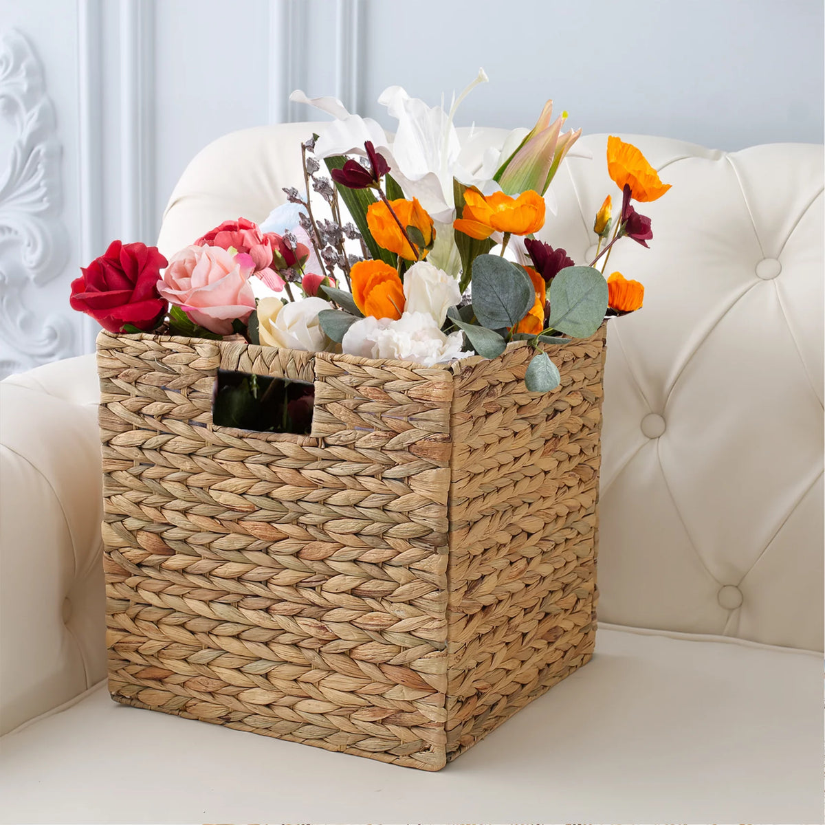12x12x12 4 Pack Water Hyacinth Wicker Cube Storage Baskets X596530