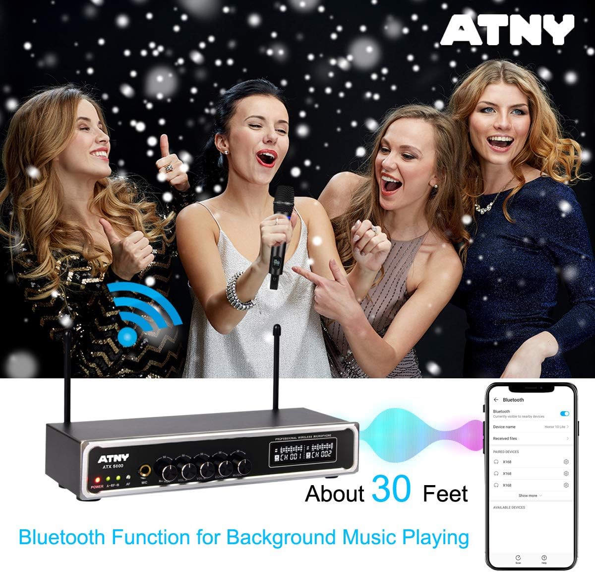 UHF Dual Channel Handheld Wireless Microphone System with 2 Rechargeable Metal Mics and LED Display O894