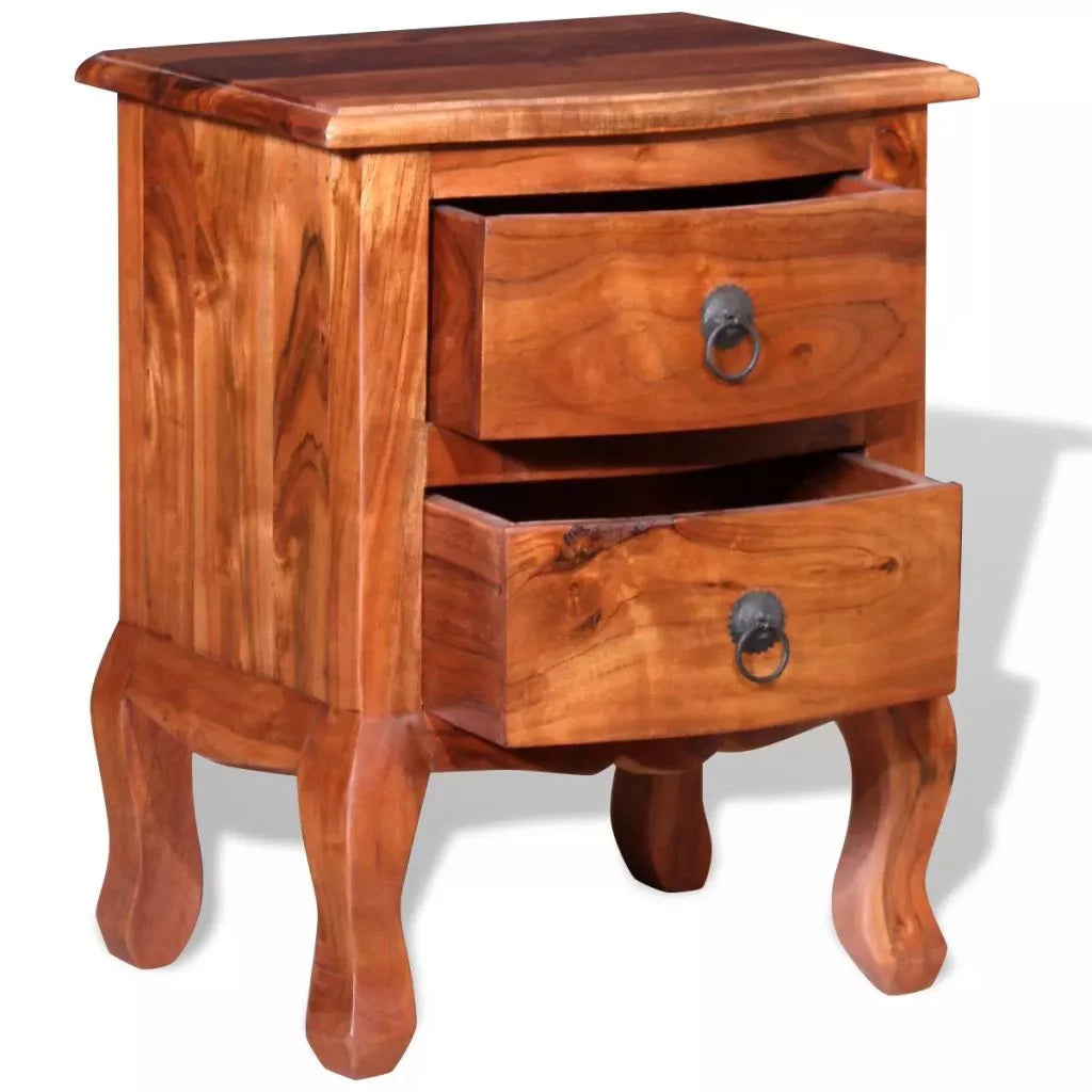 Nightstand with Drawers Solid Acacia Wood A46844