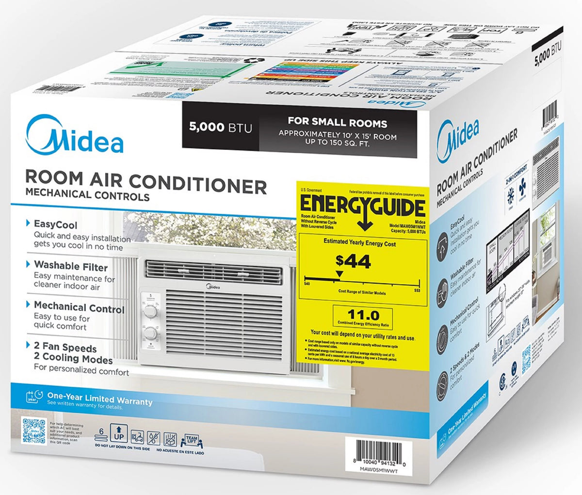 5,000 BTU 150 Sq ft Mechanical Window Air Conditioner, White U62164