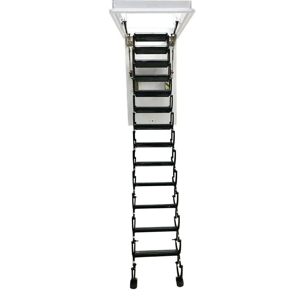 Black 13 Steps Ceiling Mounted Telescopic Loft Ladder L23730
