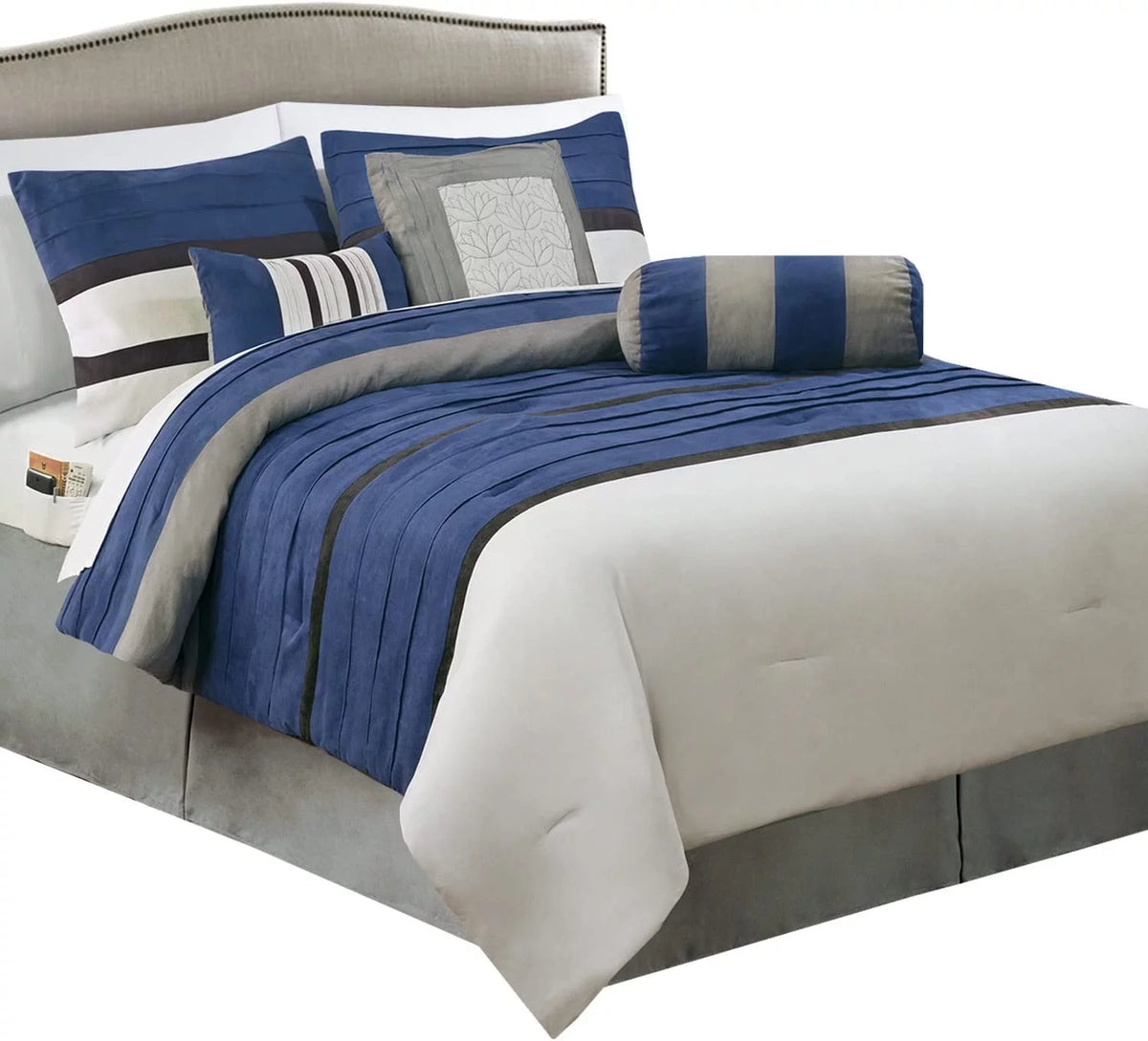 12-Piece Blue Microsuede Comforter Set Full/Queen F304
