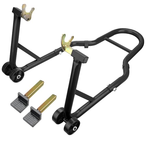 Motorcycle Stand & Lift Combo 882LBS Front/Rear Wheel Stand Black P698