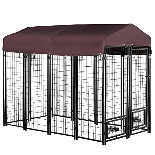 4.6' x 4.6' x 5' Black Welded Wire Outdoor Dog Kennel F1723