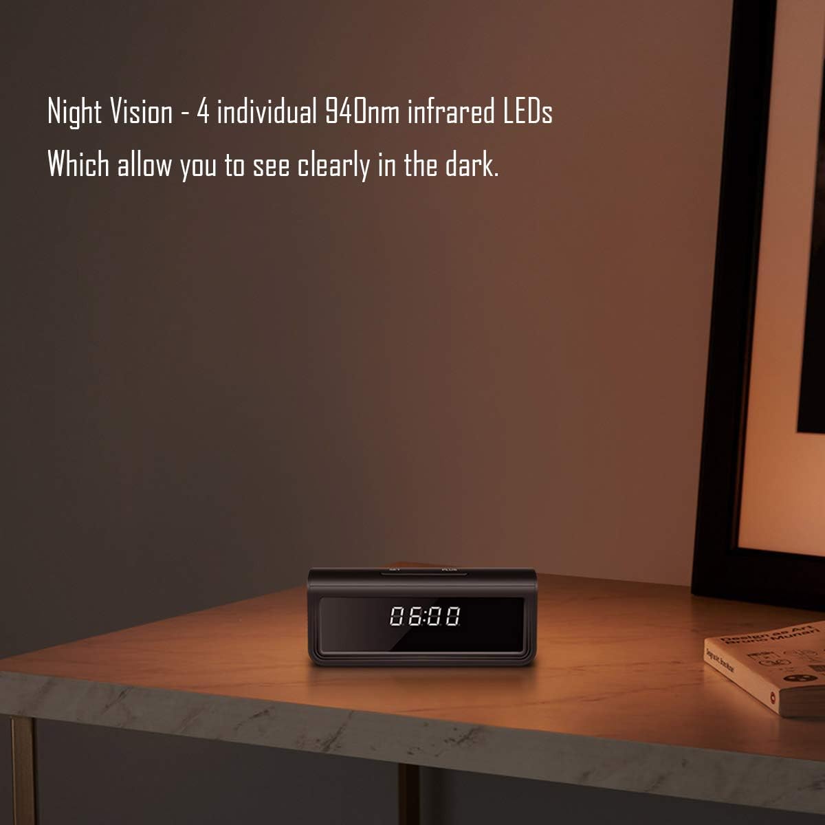 4K Hidden WiFi Clock Camera with Night Vision O763303