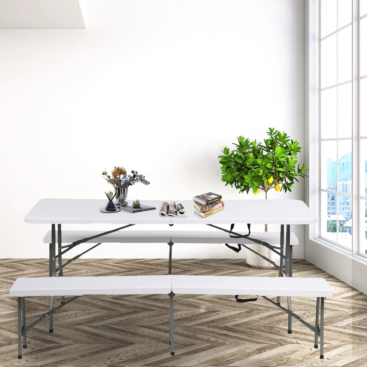 White 6ft Plastic Folding Table C296799