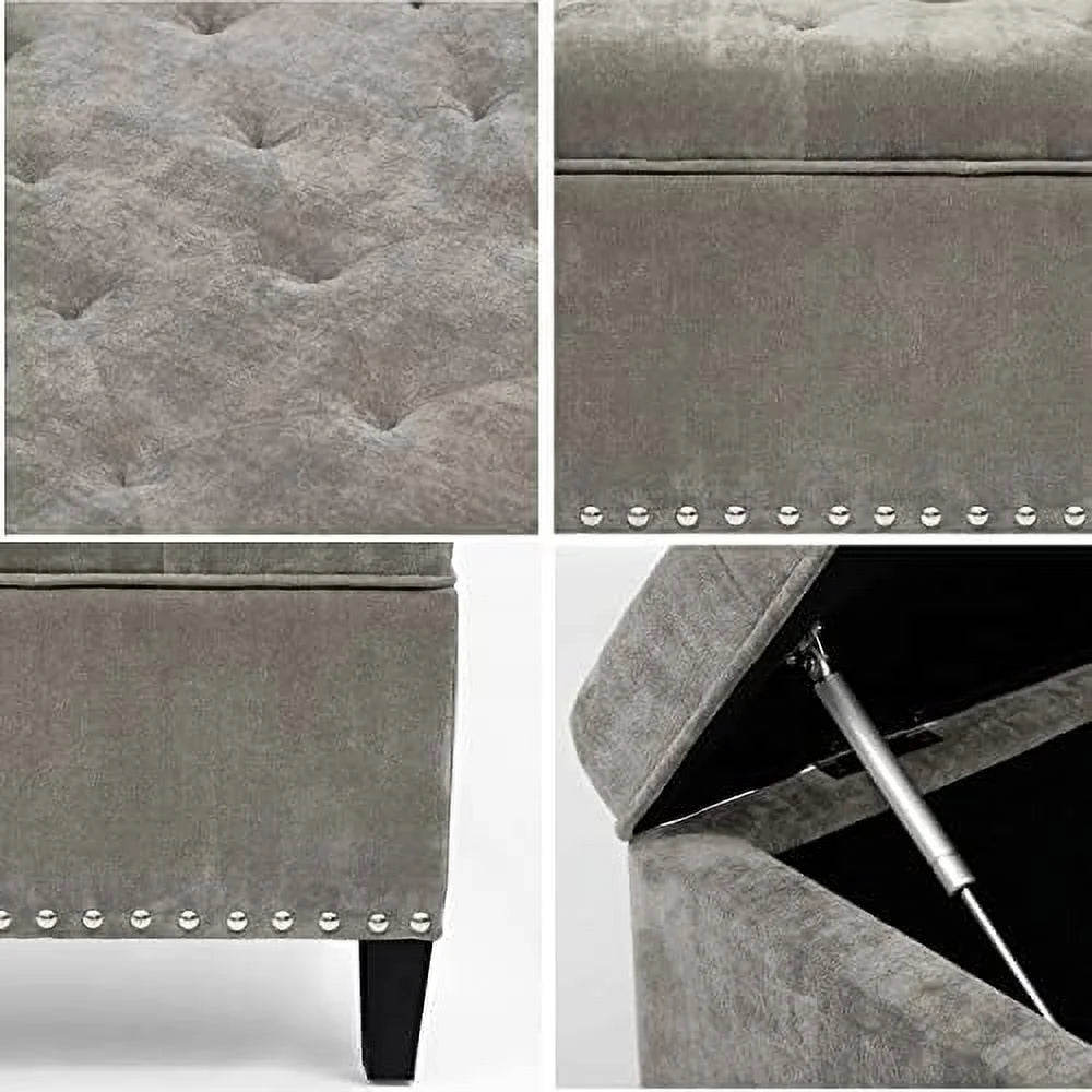 Square Upholstered Tufted Ottoman with Nailhead Trim K54884