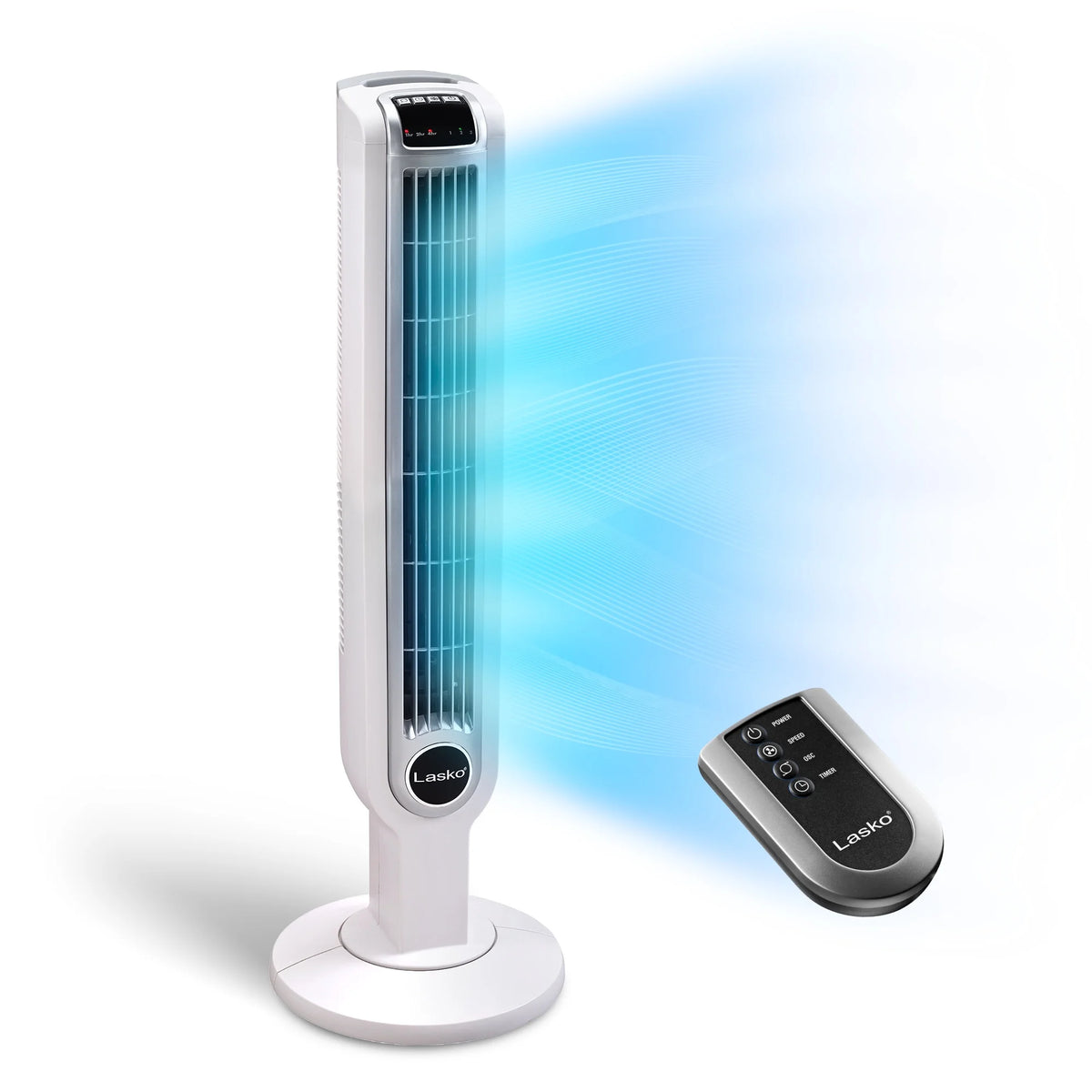 Black 3-Speed Oscillating Tower Fan with Timer and Remote H94358