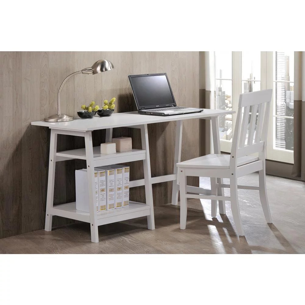 White Wood Study Desk With Chair Z3357