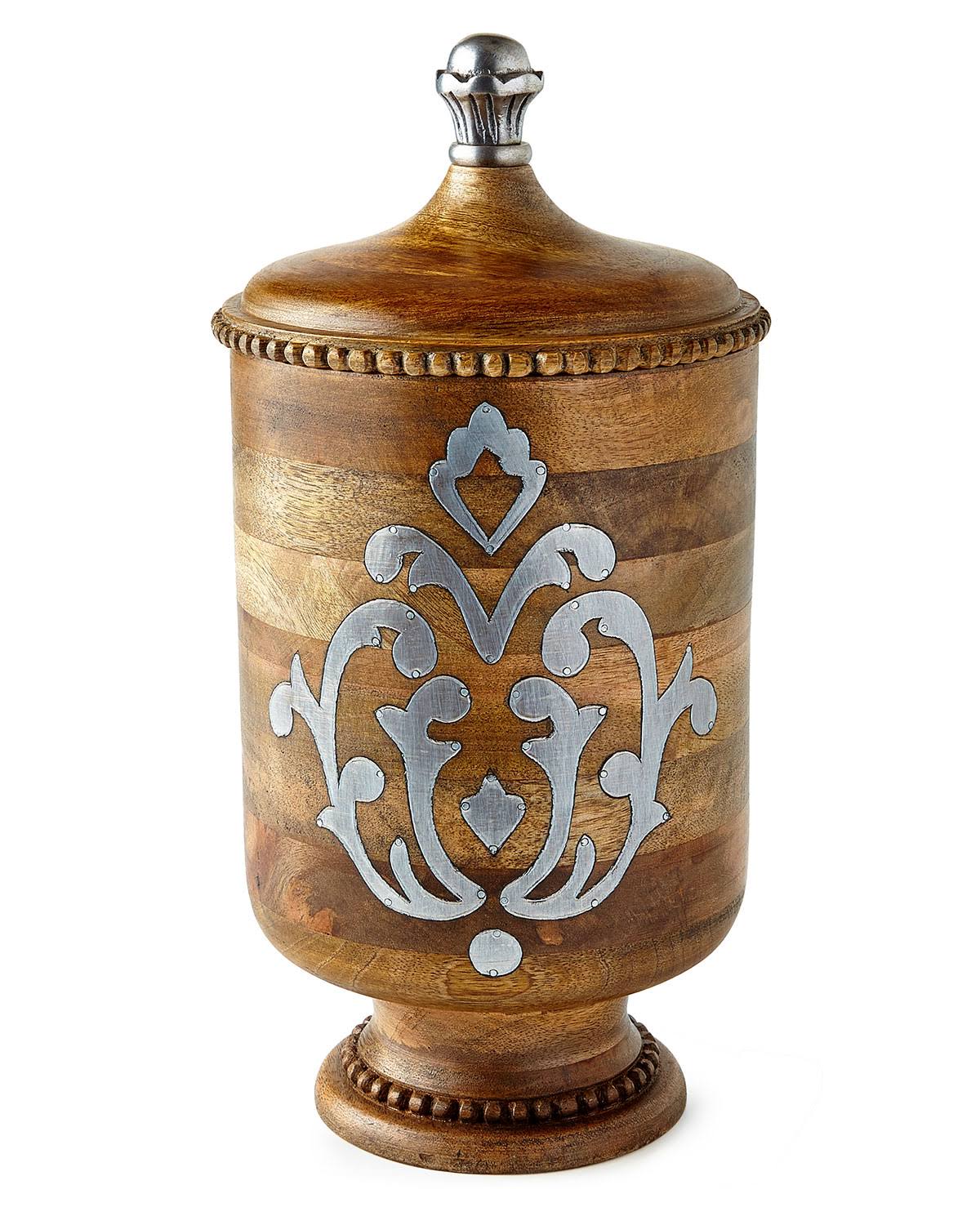 Large Wood and Metal Canister D896