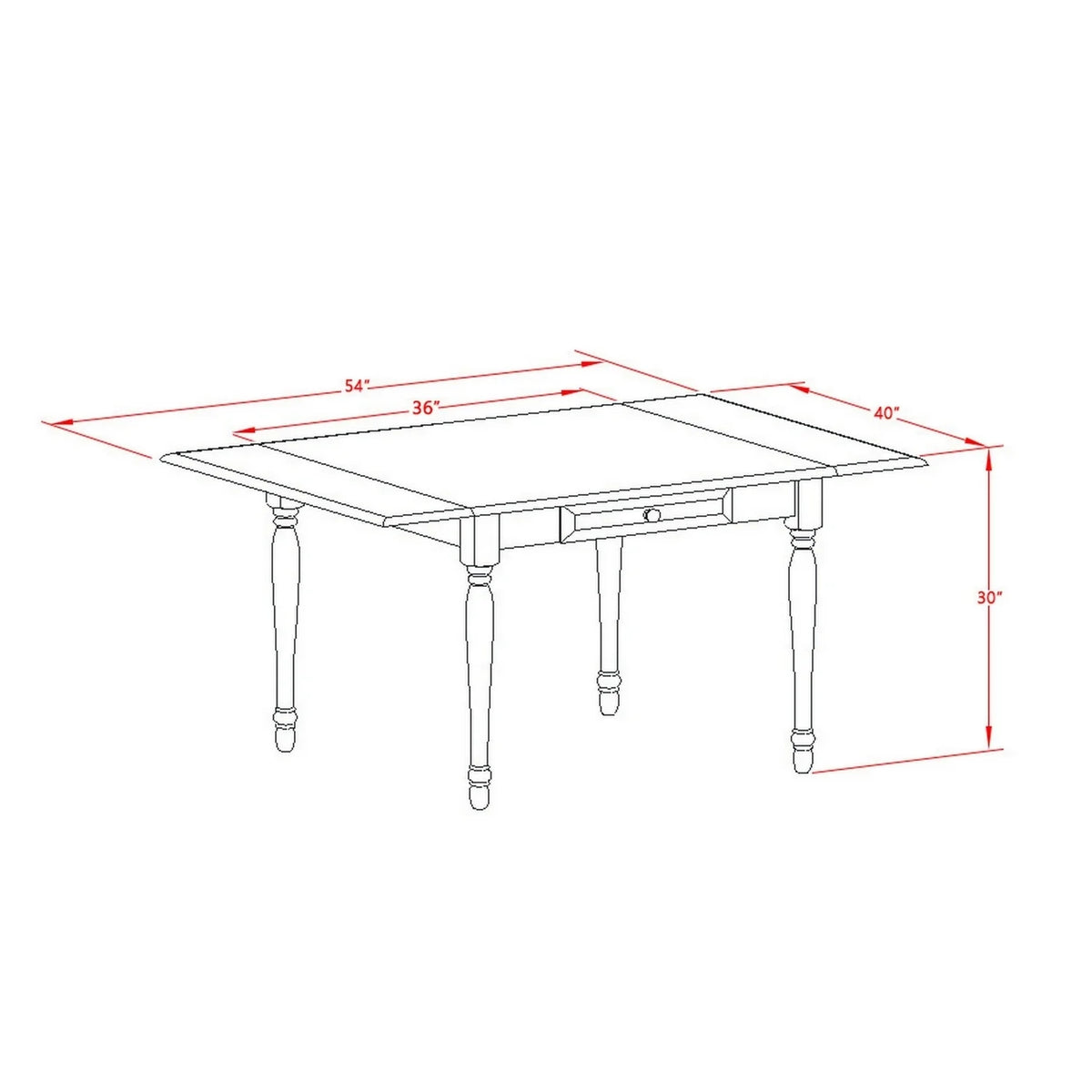 5 Pieces Solid Wood Drop Leaf Kitchen Table Set H83753
