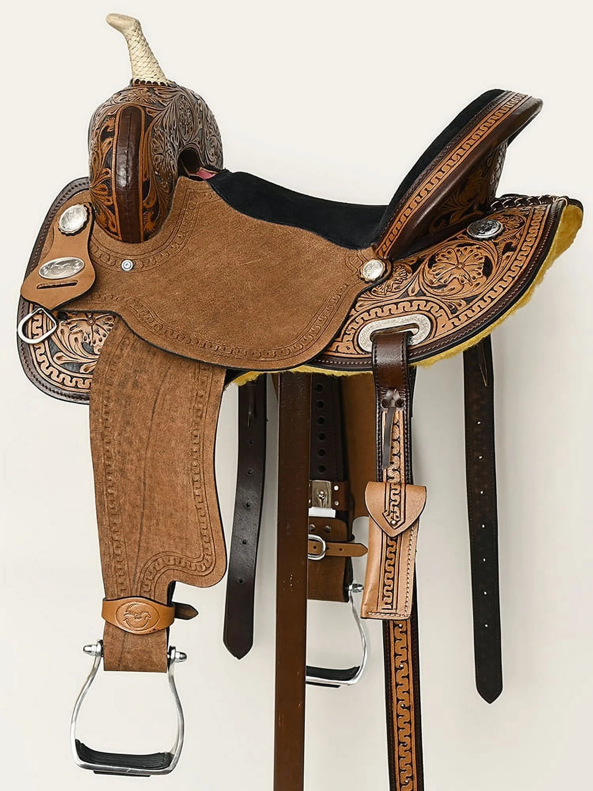 Dark Brown Leather Saddle Set with Reins A130