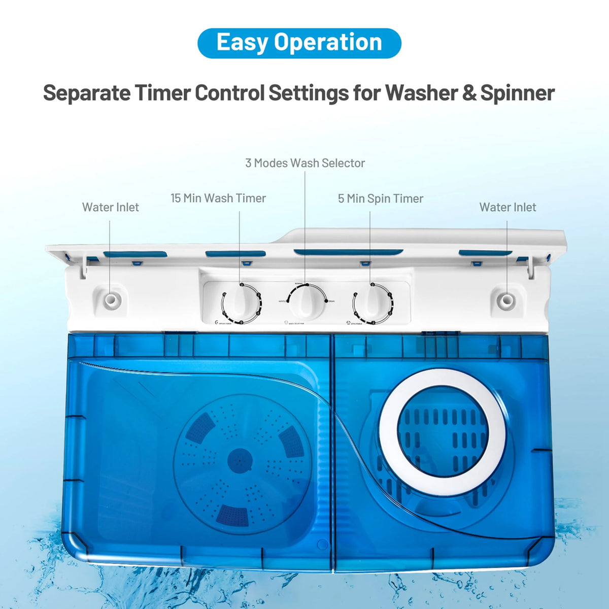 Portable Semi-automatic Washing Machine Blue H680931